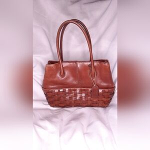 Etienne Aigner Brown Woven Leather Tote Purse Handbag